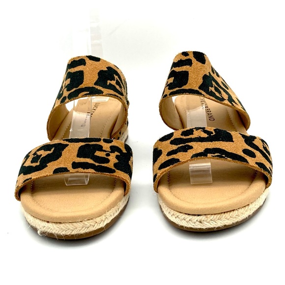Lucky Brand Wyntor Wedge Sandals Women’s Size 7.5 Espadrille Leopard Leather Tan - Picture 2 of 7